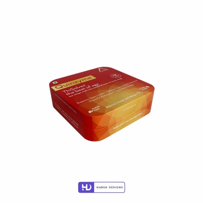 Health Aid Aarkios Quinzyme Oral Strips Tin Box Design, Product Design, Package Design and 3D Modeling Service in Hyderabad (1)