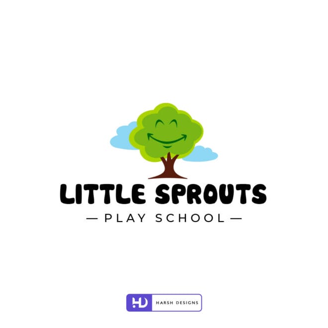 Little Sprouts mascot logo design for play school and kids brand branding created by Harsh Designs graphic designer service in Hyderabad, India (2)
